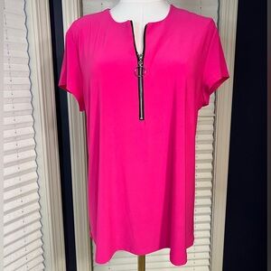 Bali Hot Pink Short Sleeve Top with Zipper